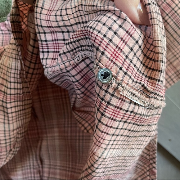 Madewell Plaid Button Back Shirt Pink Black Red Size M - Picture 5 of 7